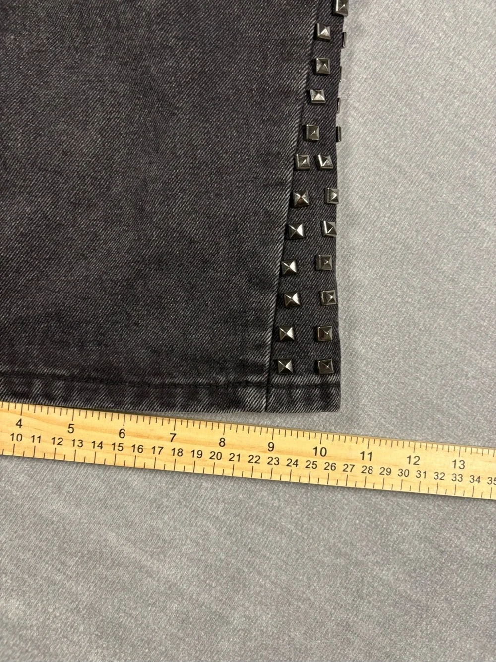Men's Black Washed Jeans with Stud‎ Detail